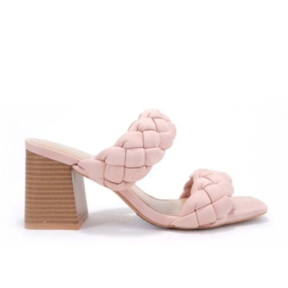 NWOB Soda Women's Blush Braided Heels - Picture 2 of 4